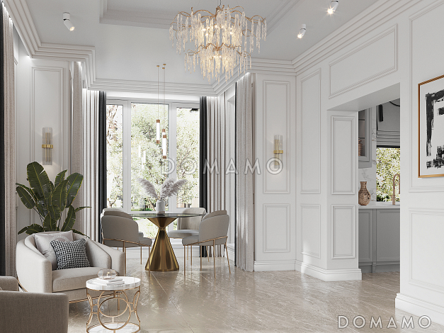 Проект двухэтажного газобетонного загородного дома с просторной гостиной-столовой и четырьмя спальнями