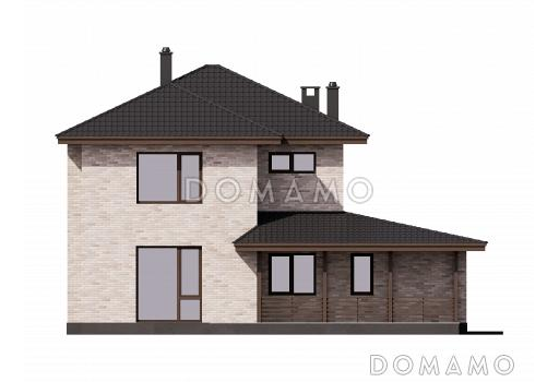 Проект дома с гаражом, мастер-спальней и комнатой на первом этаже / Фасад 3