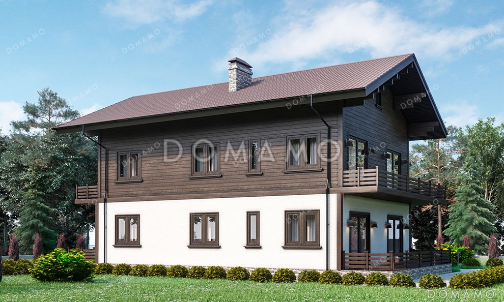 Проект дома с террасой и четырьмя спальнями / 3