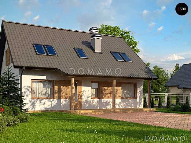 Проект одноэтажного мансардного дома из газобетона с кабинетом и тремя комнатами Проект одноэтажного мансардного дома из газобетона с кабинетом и тремя комнатами