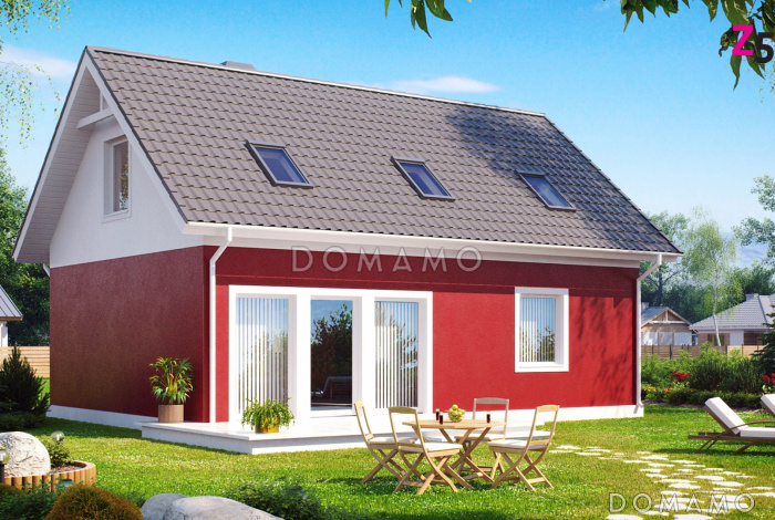 Проект простого одноэтажного мансардного дома из кирпича с тремя спальнями и индивидуальными гардеробными Проект простого одноэтажного мансардного дома из кирпича с тремя спальнями и индивидуальными гардеробными