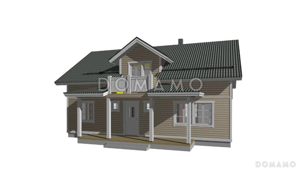 Проект каркасного дома с мансардой и небольшим балконом / 2