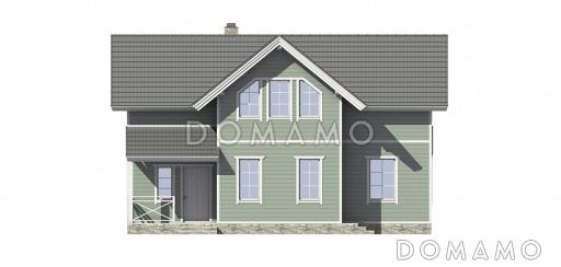 Проект дома в норвежском стиле с большой террасой и просторным холлом второго этажа / Фасад 3