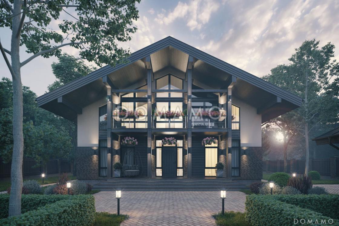 Проект дома из газобетона с мастер-спальней, сауной и большой гостиной / 1