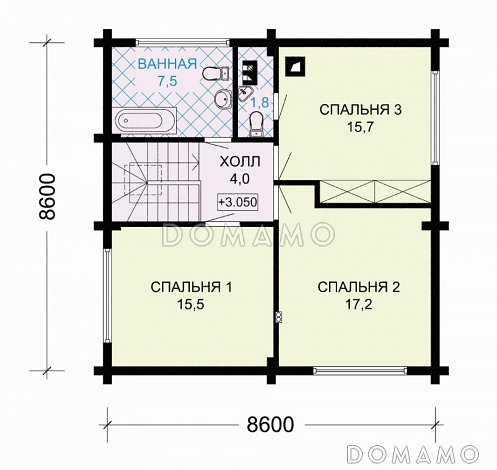 Проект небольшого загородного дома с красивой серой крышей / План мансардного этажа