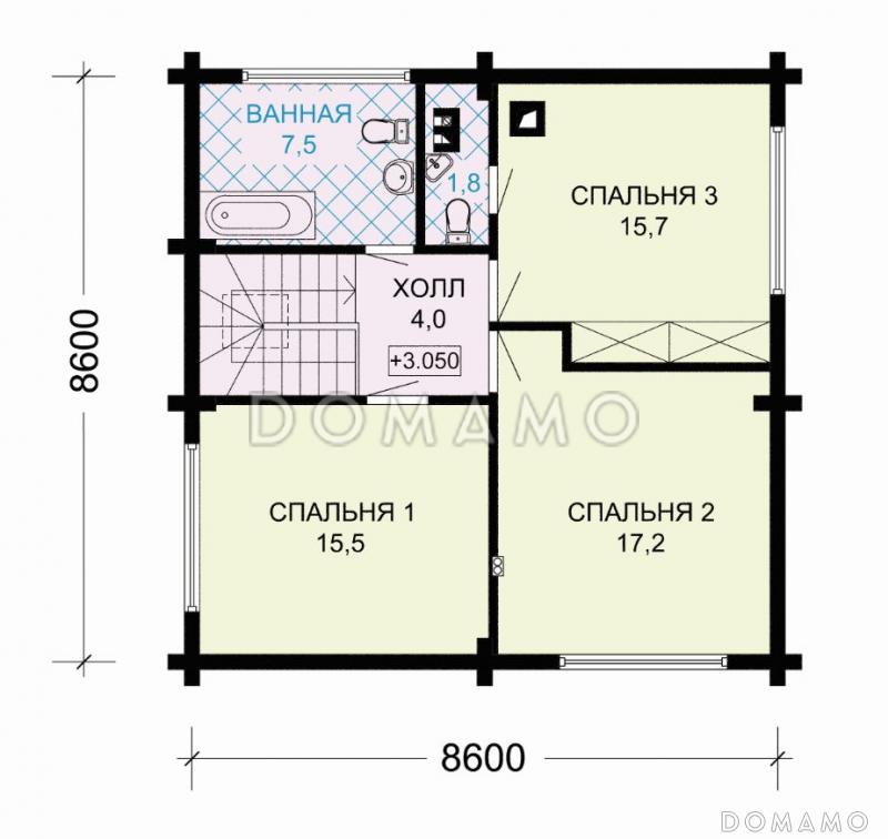 Проект небольшого загородного дома с красивой серой крышей / План мансардного этажа
