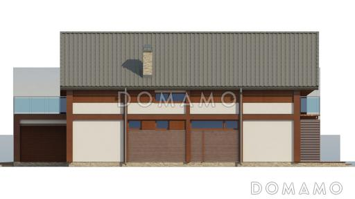 Проект двухэтажного дома из кирпича в стиле шале со вторым светом, четырьмя комнатами и гаражом / Фасад 2