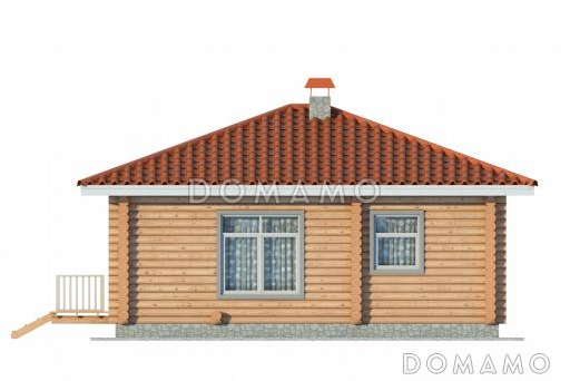 Проект одноэтажного дома из бруса с двумя жилыми комнатами  / Фасад 4