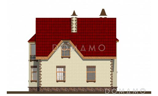 Проект экономичного коттеджа с остеклённым балконом. / Фасад 3