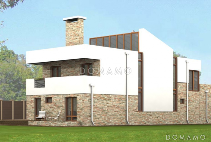 Проект двухэтажного дома с остеклением Проект двухэтажного дома с остеклением