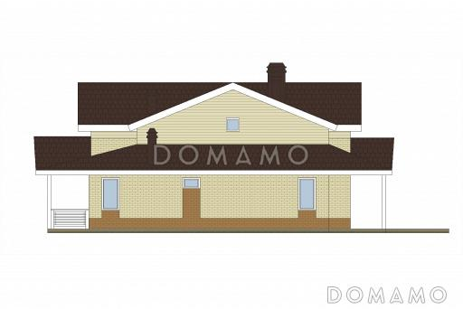 Проект кирпичного дома с просторным холлом на мансардном этаже / Фасад 4