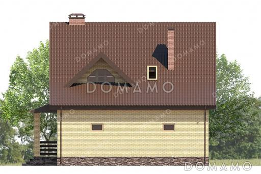 Проект дома с тремя спальнями, гаражом на один автомобиль и мастерской / Фасад 2