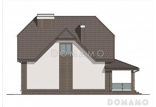 Проект мансардного дома с встроенной сауной, крытой террасой и кабинетом / Фасад 4