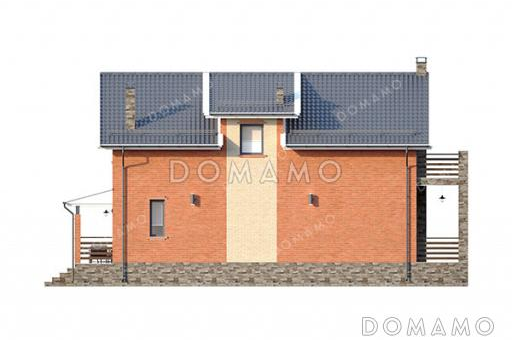 Проект дома с панорамными окнами, вторым светом и четырьмя спальнями / Фасад 3