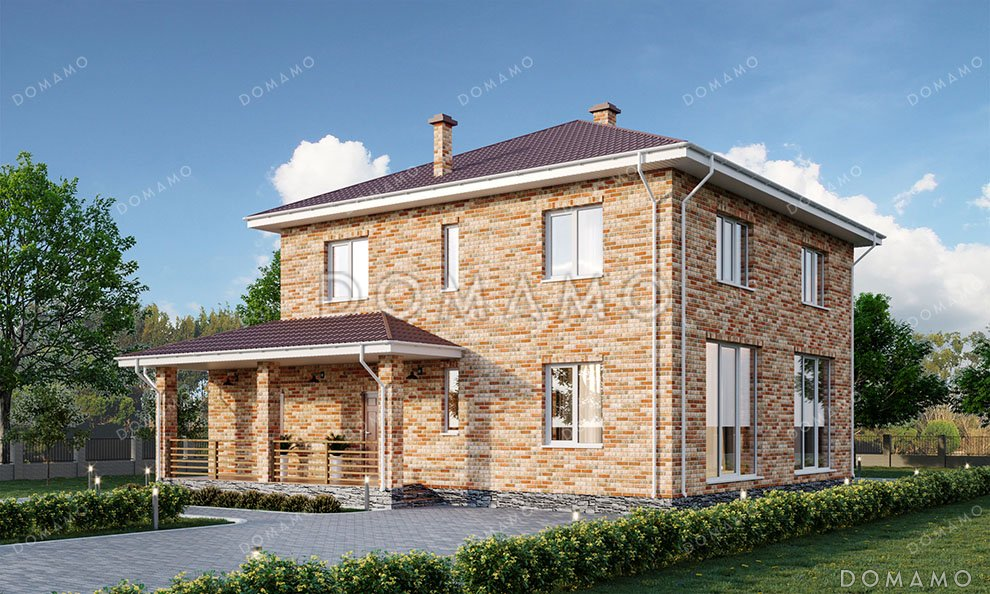 Проект дома из газобетона с террасой и тремя спальнями / 1