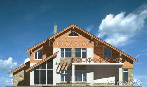 Проект дома из кирпича с комбинированной отделкой фасада / Фасад 2