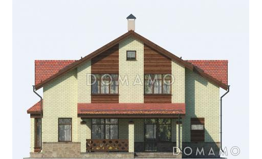 Проект дома из пеноблоков с террасой и сауной / Фасад 3