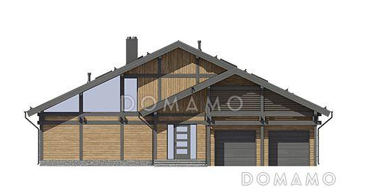 Проект энергоэффективного дома фахверк с гаражом на две машины / Входной фасад