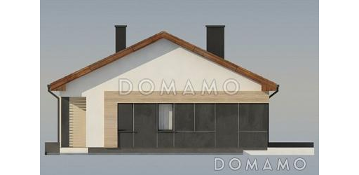 Проект комфортного одноэтажного дома из газобетона с четырьмя спальнями  / Фасад 1