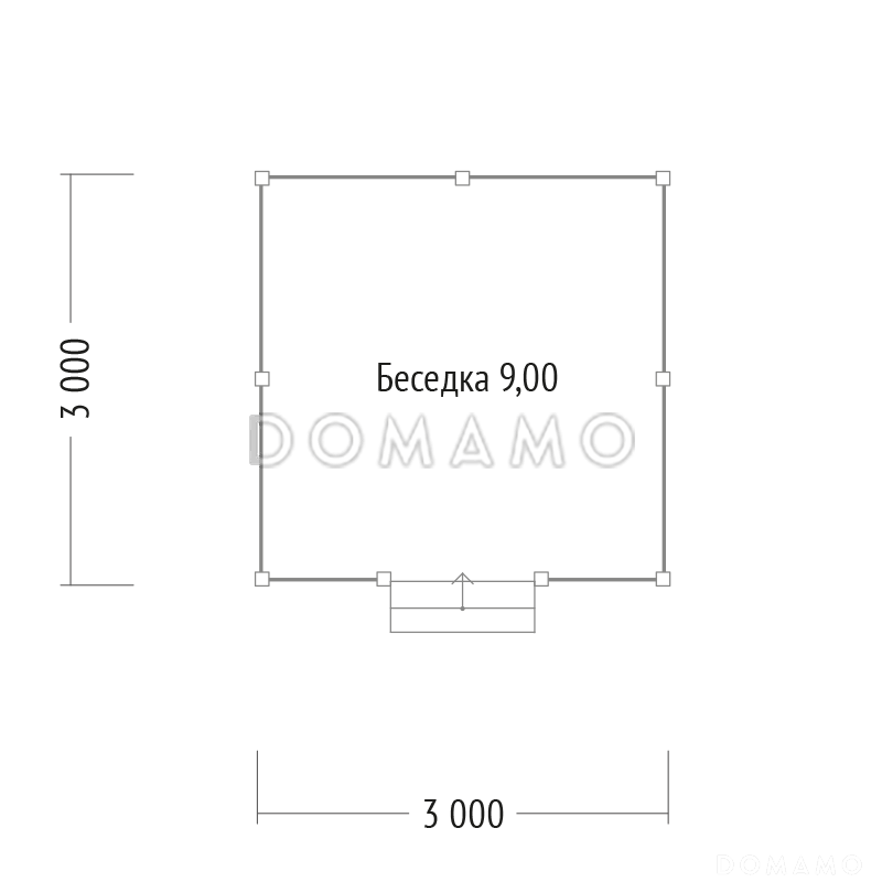 Ппроект каркасной беседки  3х3 / План 1 этажа