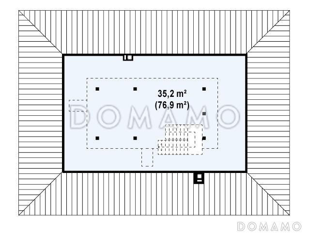 Проект одноэтажного дома из газобетона с тремя спальнями и с возможностью обустройства мансарды / План мансардного этажа
