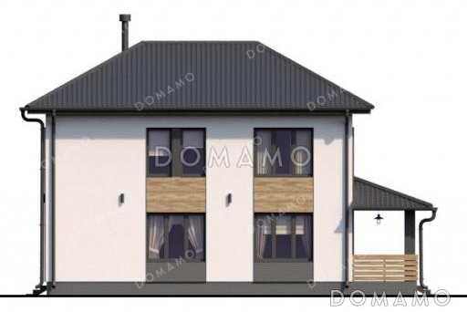 Проект двухэтажного коттеджа с 3 спальнями, просторной кухней-гостиной и крытой террасой / Фасад 3