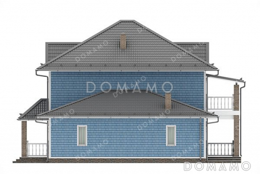 Проект двухэтажного дома с террасой и гаражом / Фасад 4