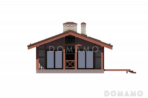 Проект бани из газобетона с барбекю на террасе / Фасад 1