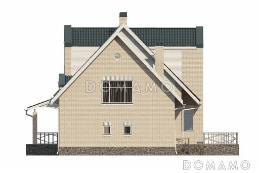 Проект дома из пеноблоков с бассейном, спортзалом и небольшой сауной / Фасад 2