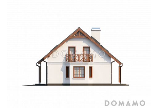 Проект одноэтажного мансардного дома из газобетона с эркером в столовой зоне и со встроенным гаражом / Фасад 4