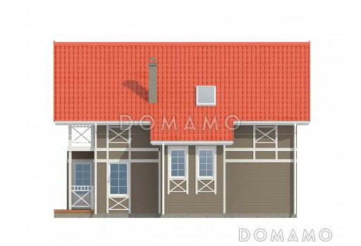 Проект каркасного дома с просторным холлом на мансардном этаже / Фасад 3