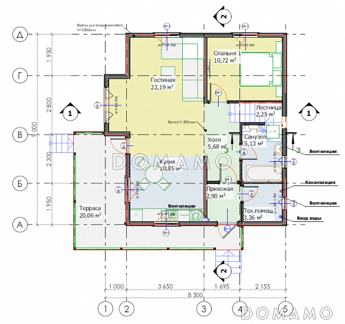 Каркасный дом "Сканди" / План 1 этажа