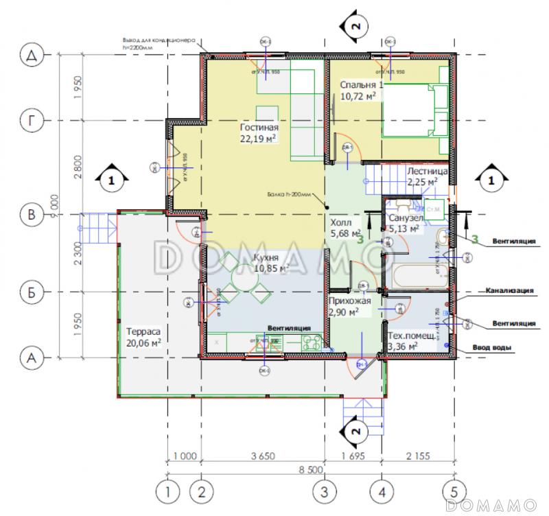 Каркасный дом "Сканди" / План 1 этажа