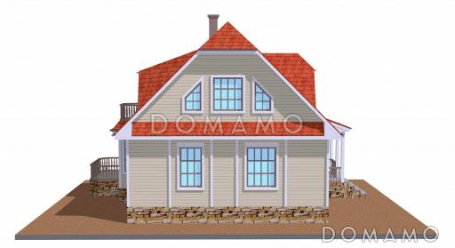 Проект коттеджа из газобетона с вальмовой крышей / Фасад 4