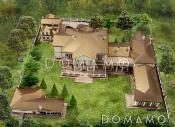 Проект элитного особняка из кирпича с бассейном и сауной на первом этаже