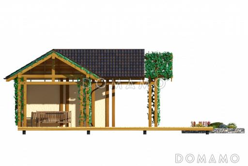 Проект г образной беседки с открытой террасой / Фасад 1