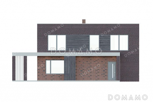 Проект двухэтажного дома с просторной гостиной и террасой / Фасад 1