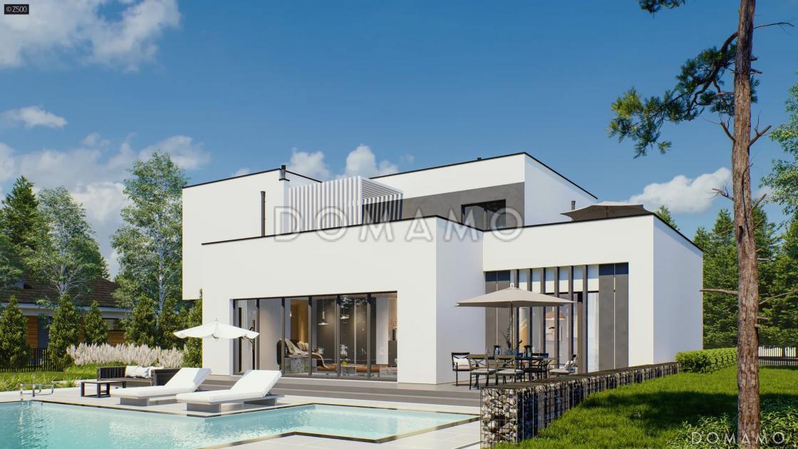 Проект дома из газобетона с бассейном, террасой и гаражом на 2 машины / 4