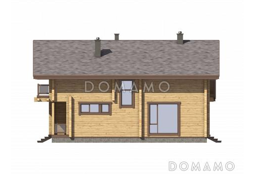 Проект деревянного дома с мансардой и навесом для машины / Фасад 4