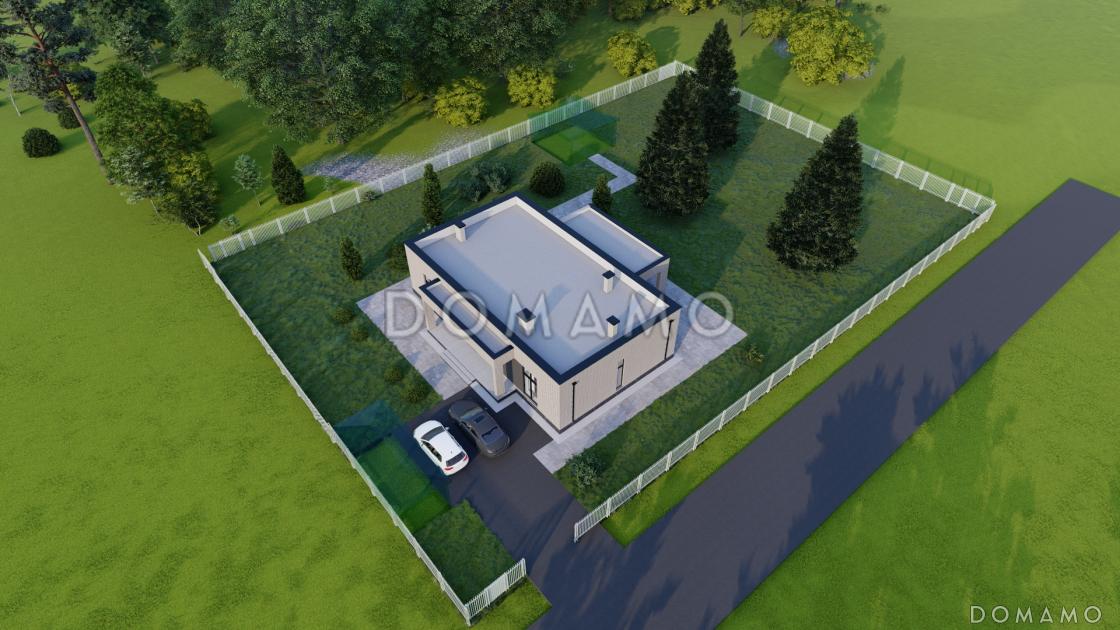 Проект одноэтажного кирпичного дома в стиле хай-тек с двумя спальнями, кабинетом и крытой террасой / 5