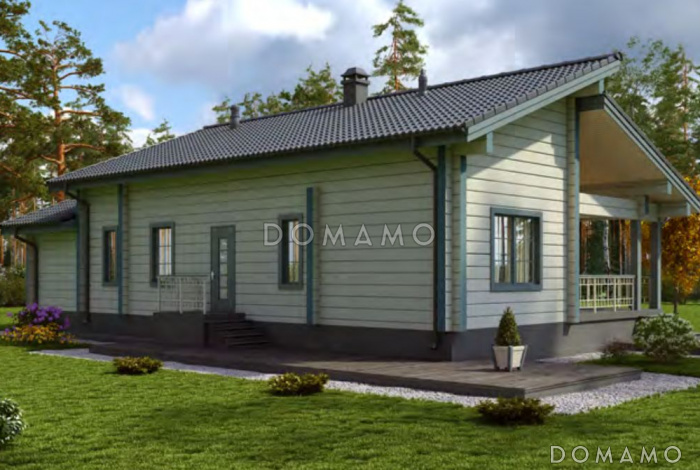 Проект дома из клееного бруса с верандой Проект дома из клееного бруса с верандой