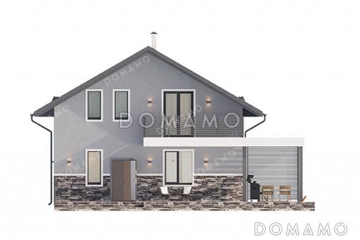 Проект дома с мастер-спальней, крытой и открытой террасами и балконом / Фасад 1