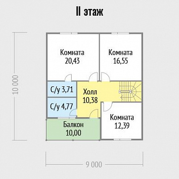 Проект двухэтажного дома из клееного бруса с удобной планировкой / План мансардного этажа