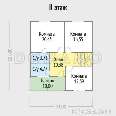 Проект двухэтажного дома из клееного бруса с удобной планировкой / План мансардного этажа Проект двухэтажного дома из клееного бруса с удобной планировкой / План мансардного этажа