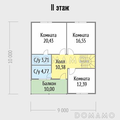 Проект двухэтажного дома из клееного бруса с удобной планировкой / План мансардного этажа