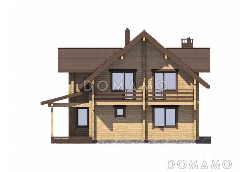 Проект дома из бруса с гостевым блоком / Фасад 4