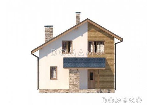 Проект  дома из пеноблоков с мансардой / Фасад 3