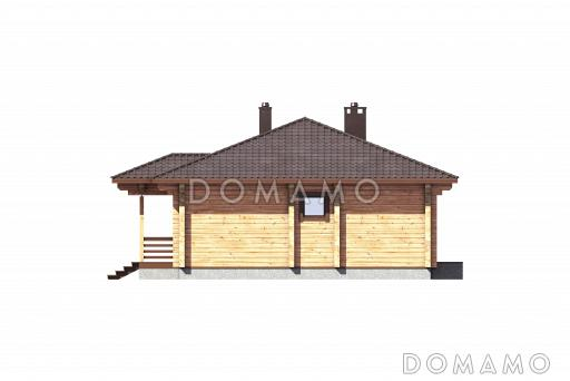 Проект дома из бруса с 4 спальнями, гостиной, столовой и террасой / Фасад 4