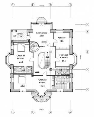 Проект изящного и просторного коттеджа / План 2 этажа Проект изящного и просторного коттеджа / План 2 этажа