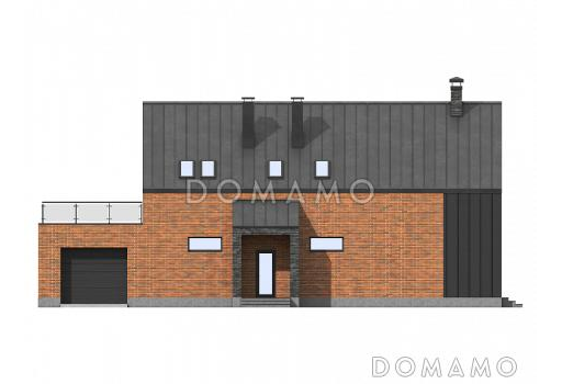 Проект дома с гаражом, хозяйской комнатой, террасами / Фасад 2